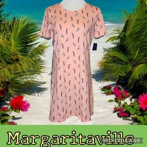 DRESS MARGARITAVILLE Multi Color Parrot Print T-Shirt Type Fabric Sz Med NWT